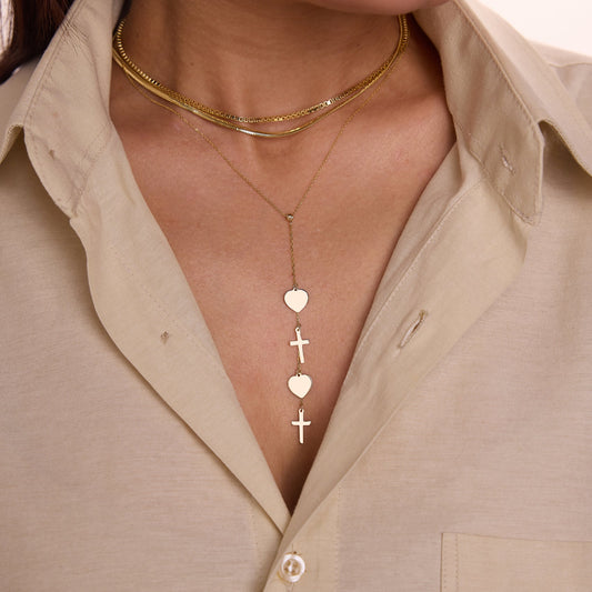 Crosses and Hearts Y-Necklace