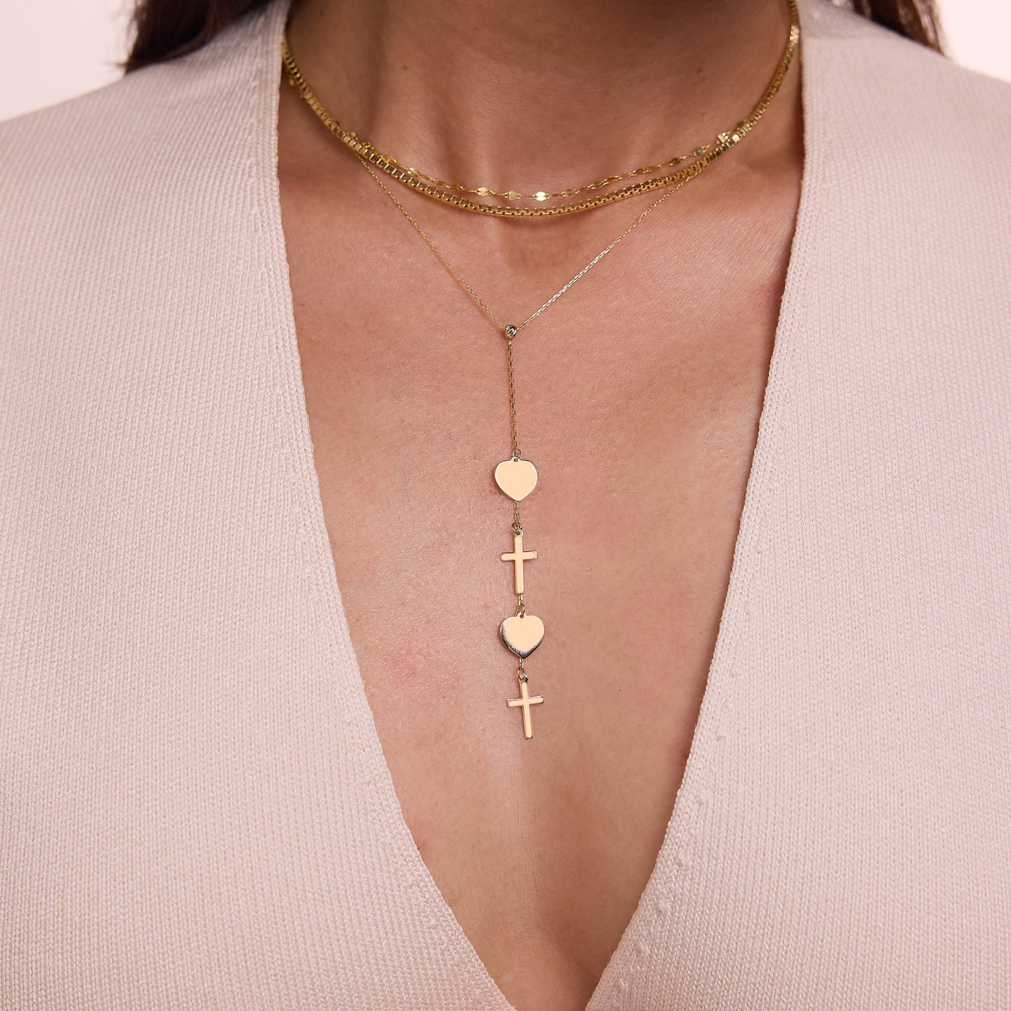 Crosses and Hearts Y-Necklace