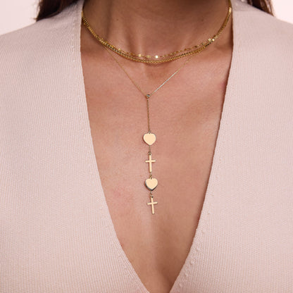 Crosses and Hearts Y-Necklace