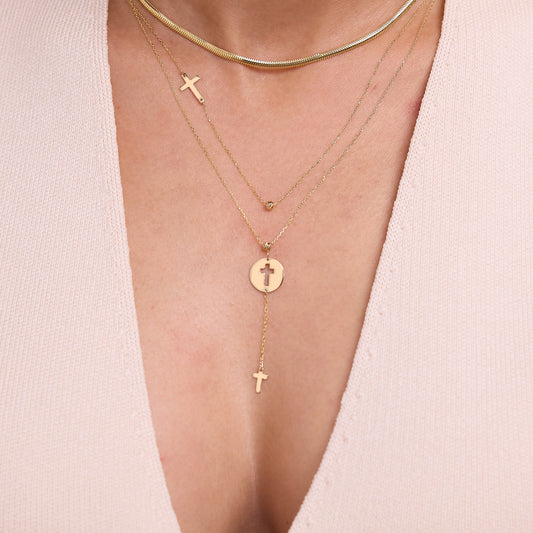 Cut-Out Cross Y-Necklace