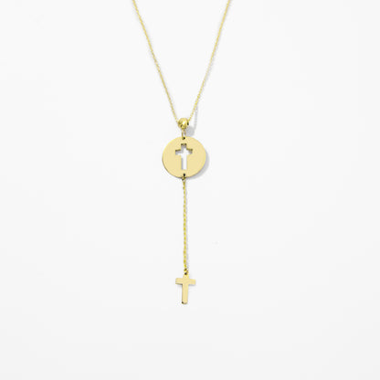 Cut-Out Cross Y-Necklace