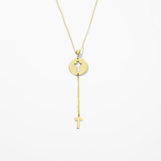 Cut-Out Cross Y-Necklace