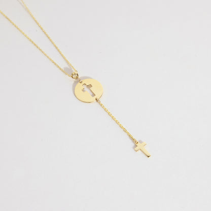 Cut-Out Cross Y-Necklace