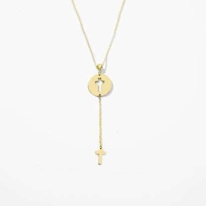 Cut-Out Cross Y-Necklace