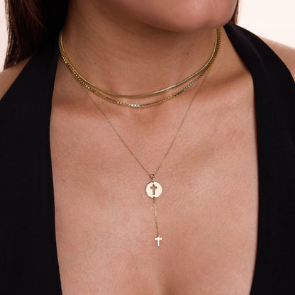 Cut-Out Cross Y-Necklace