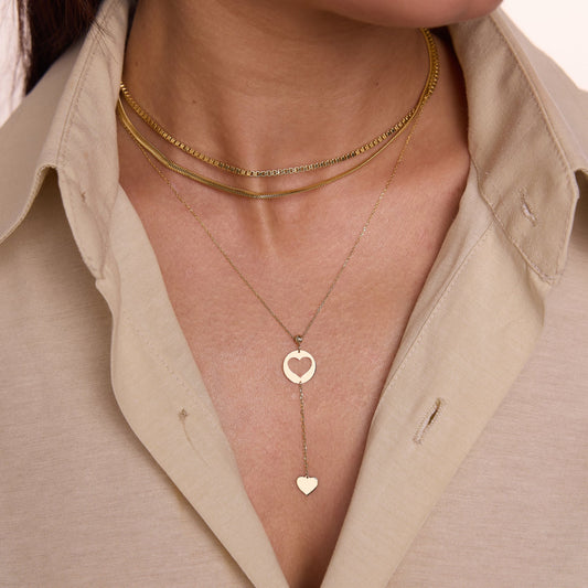 Cut-Out Heart Y-Necklace