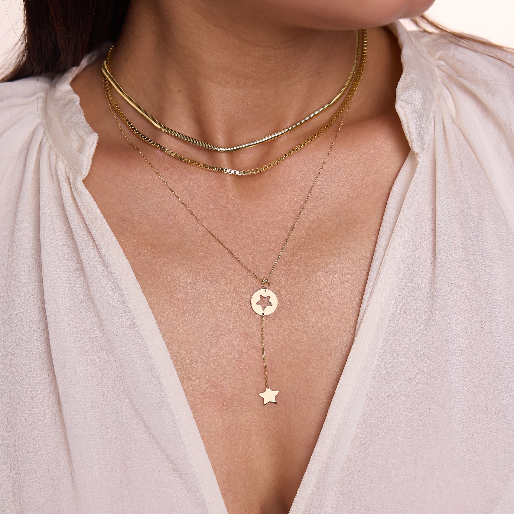 Cut-Out Star Y-Necklace