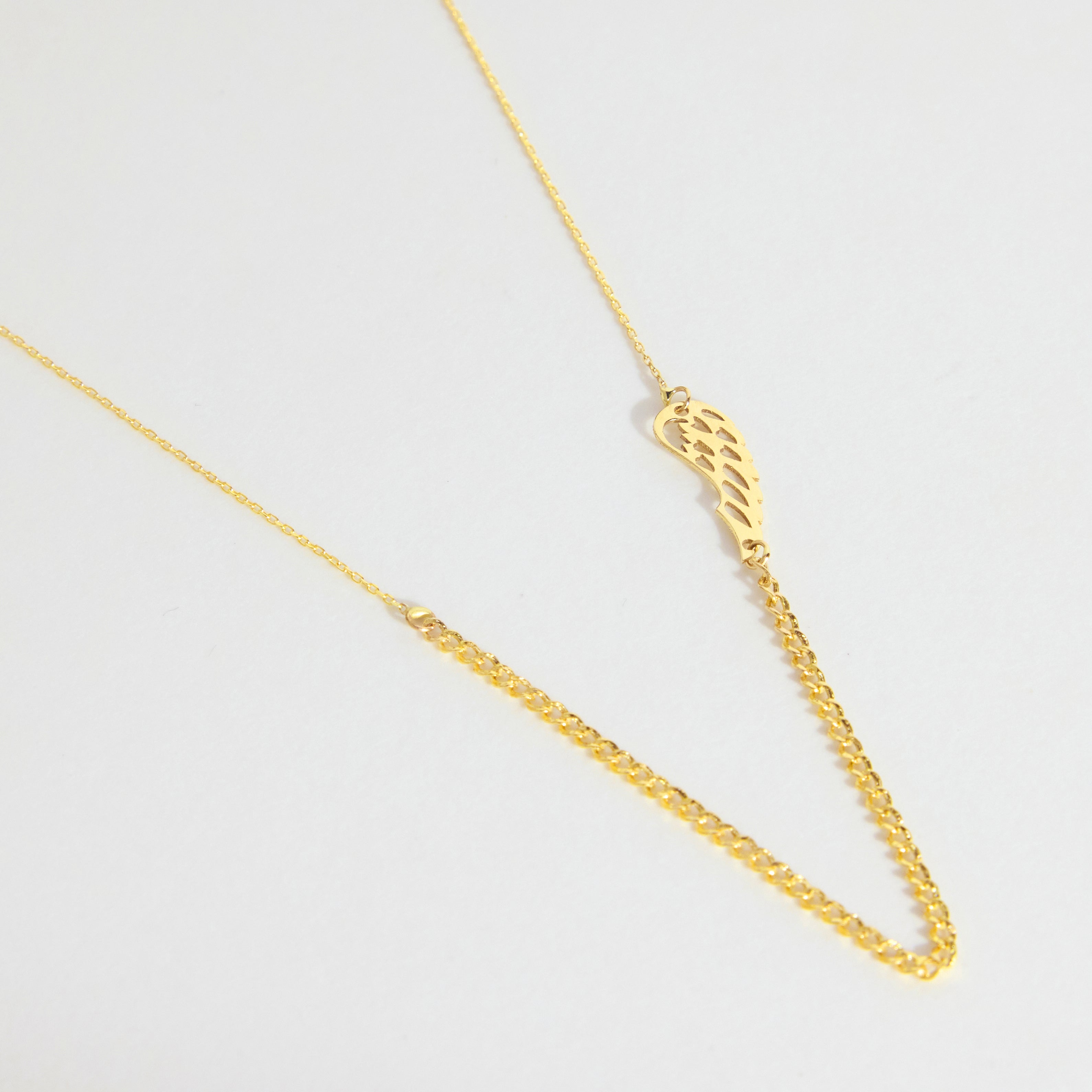 Gelin Sideway Angel Wing Necklace in 14K Gold – Gelin Diamond