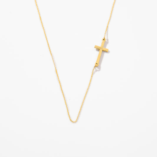 Textured Sideways Cross Necklace