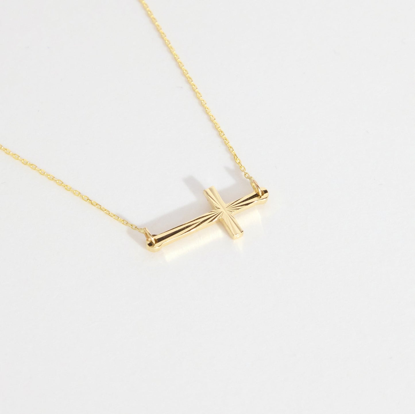 Textured Sideways Cross Necklace