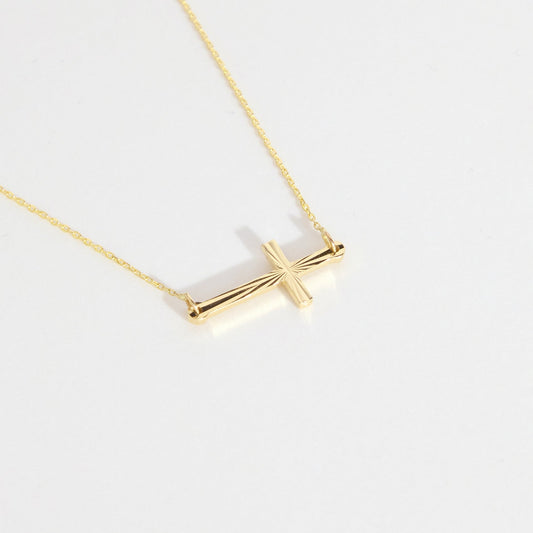 Textured Sideways Cross Necklace