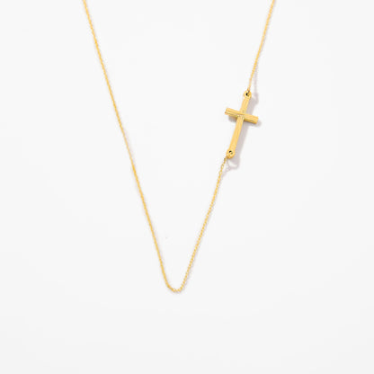 Textured Sideways Cross Necklace