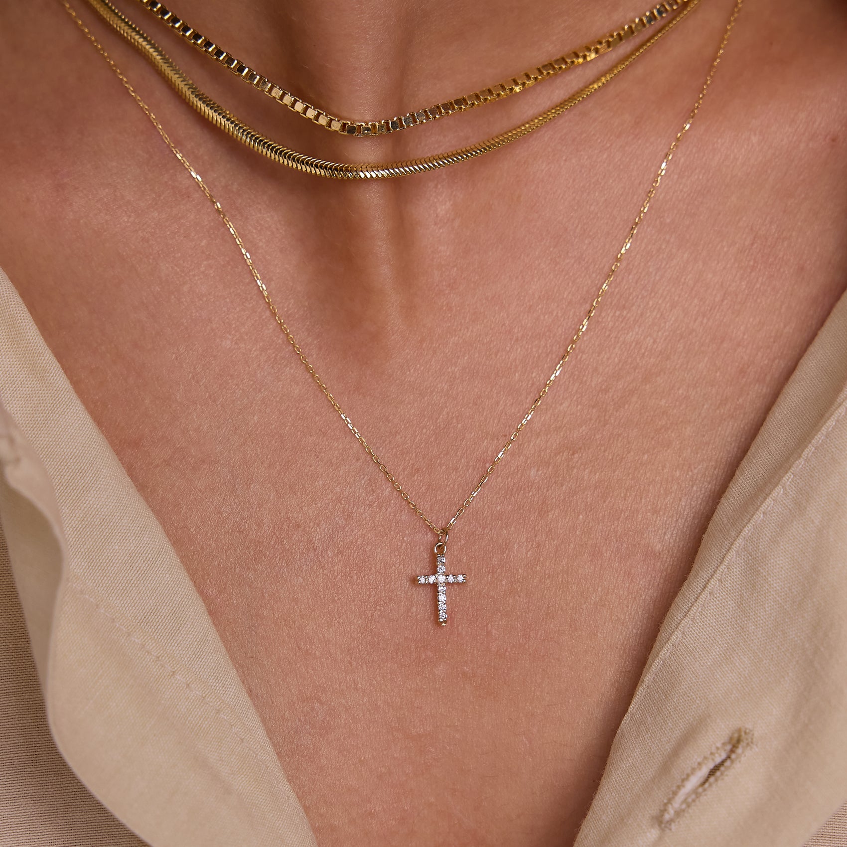 Pave Cross Necklace