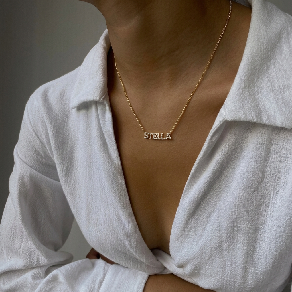 Dainty Diamond Name Necklace
