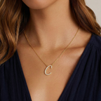 Diamond Script Initial Necklace