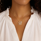 Diamond Script Initial Necklace
