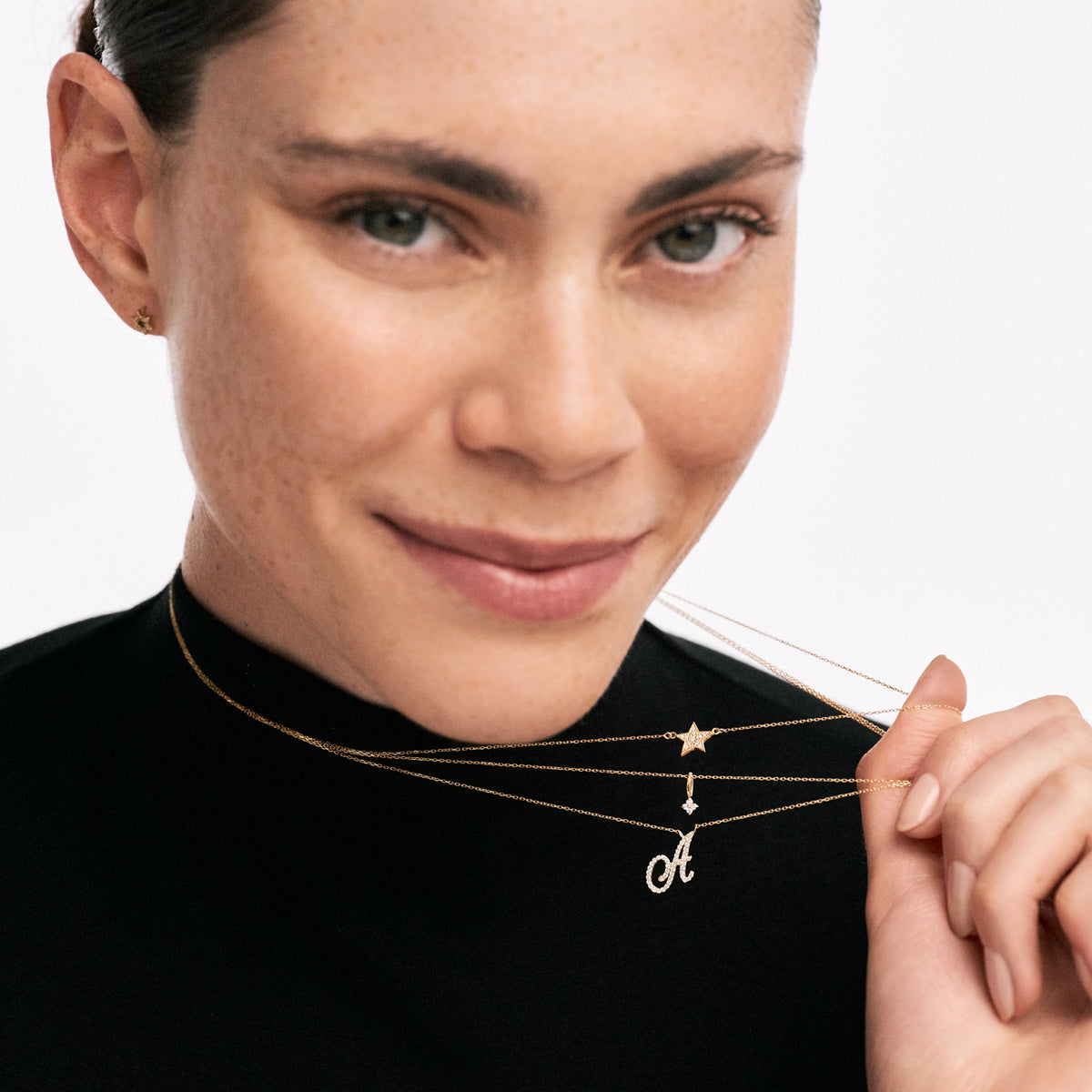 Diamond Script Initial Necklace