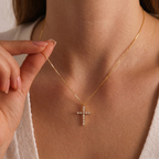 Dainty 0.16 ct. Diamond Cross Necklace