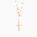 Dainty Infinity Cross Lariat Necklace