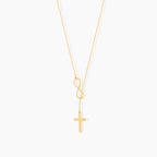 Dainty Infinity Cross Lariat Necklace