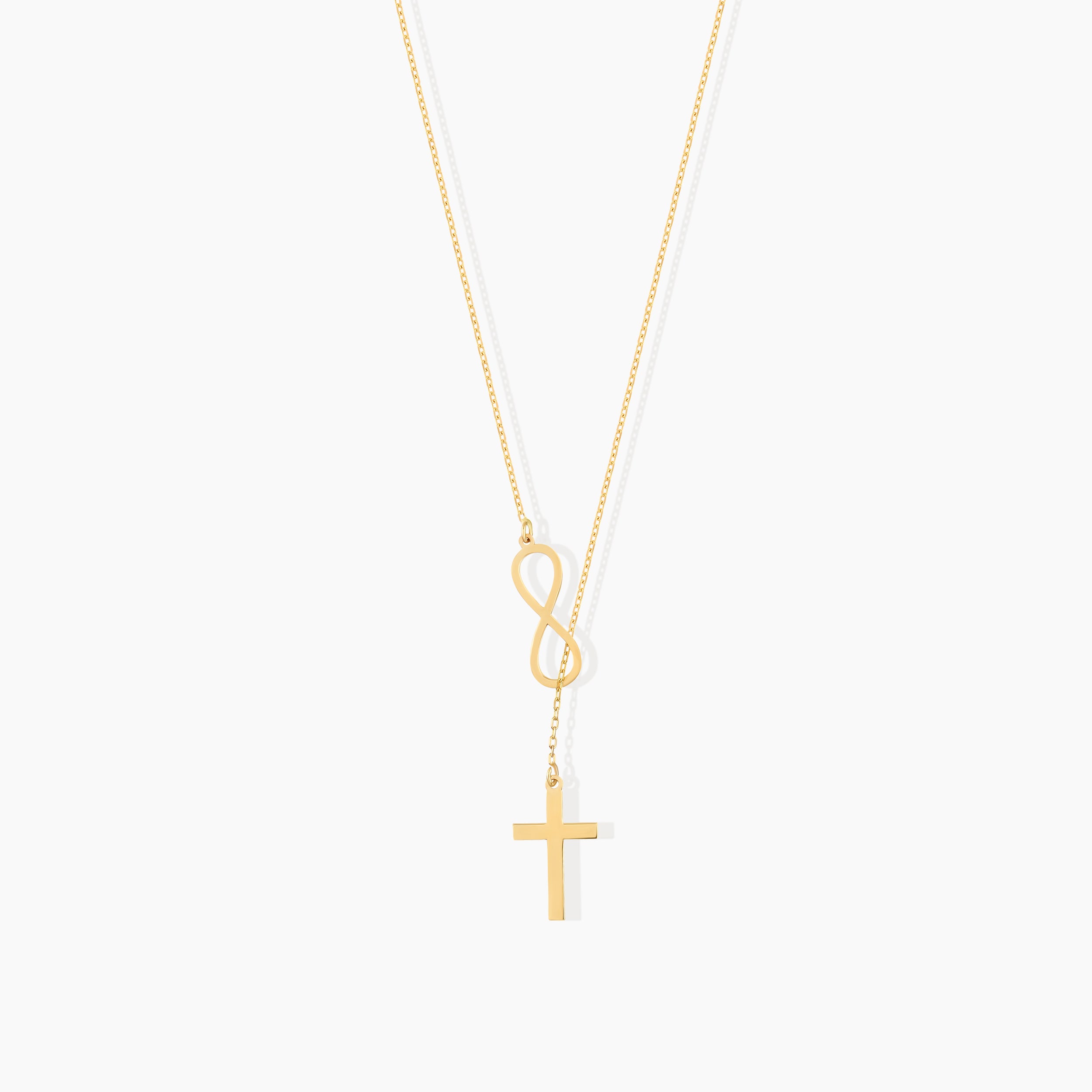 Dainty Infinity Cross Lariat Necklace