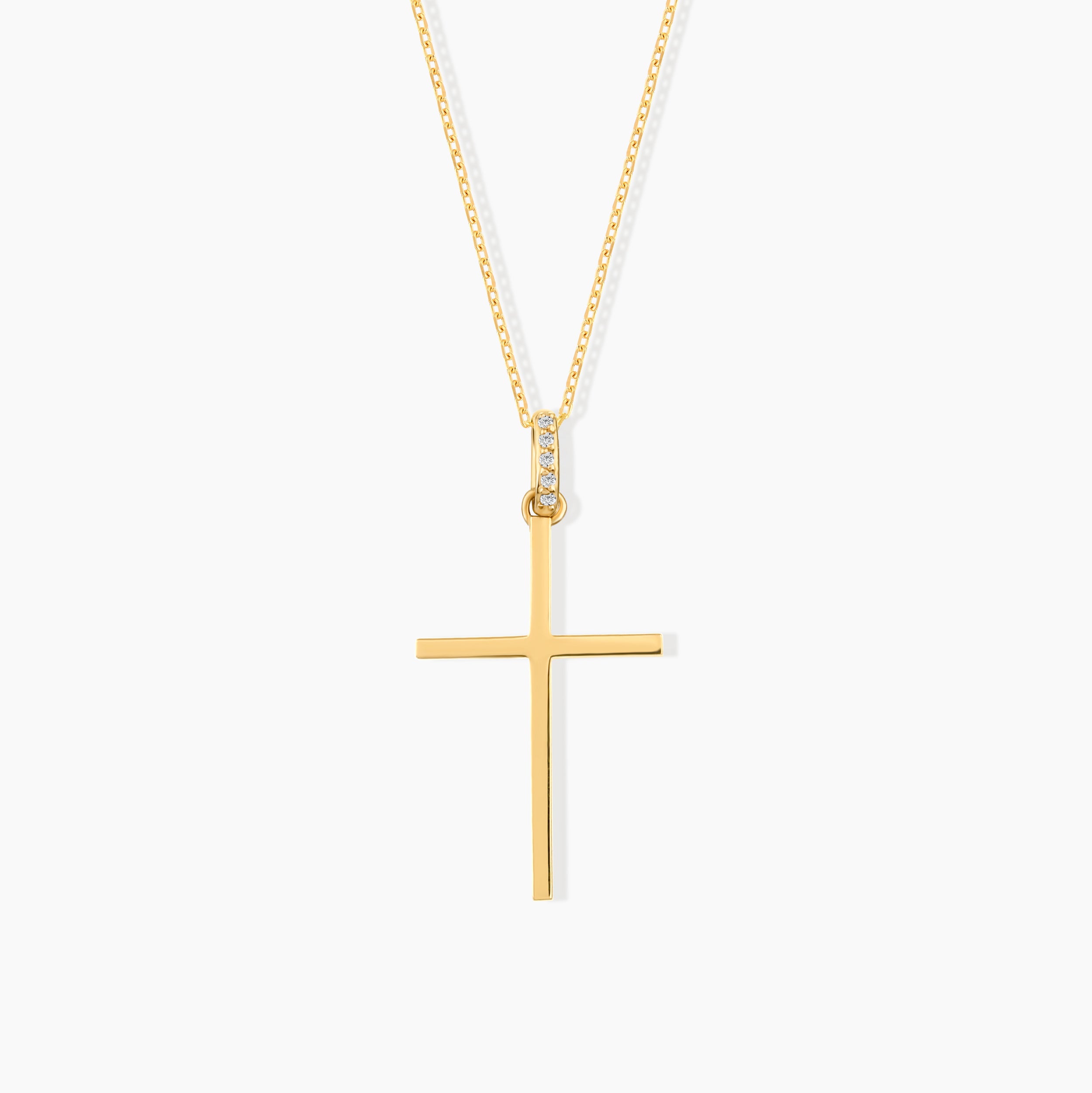 Dainty Diamond Bail Slim Cross Necklace