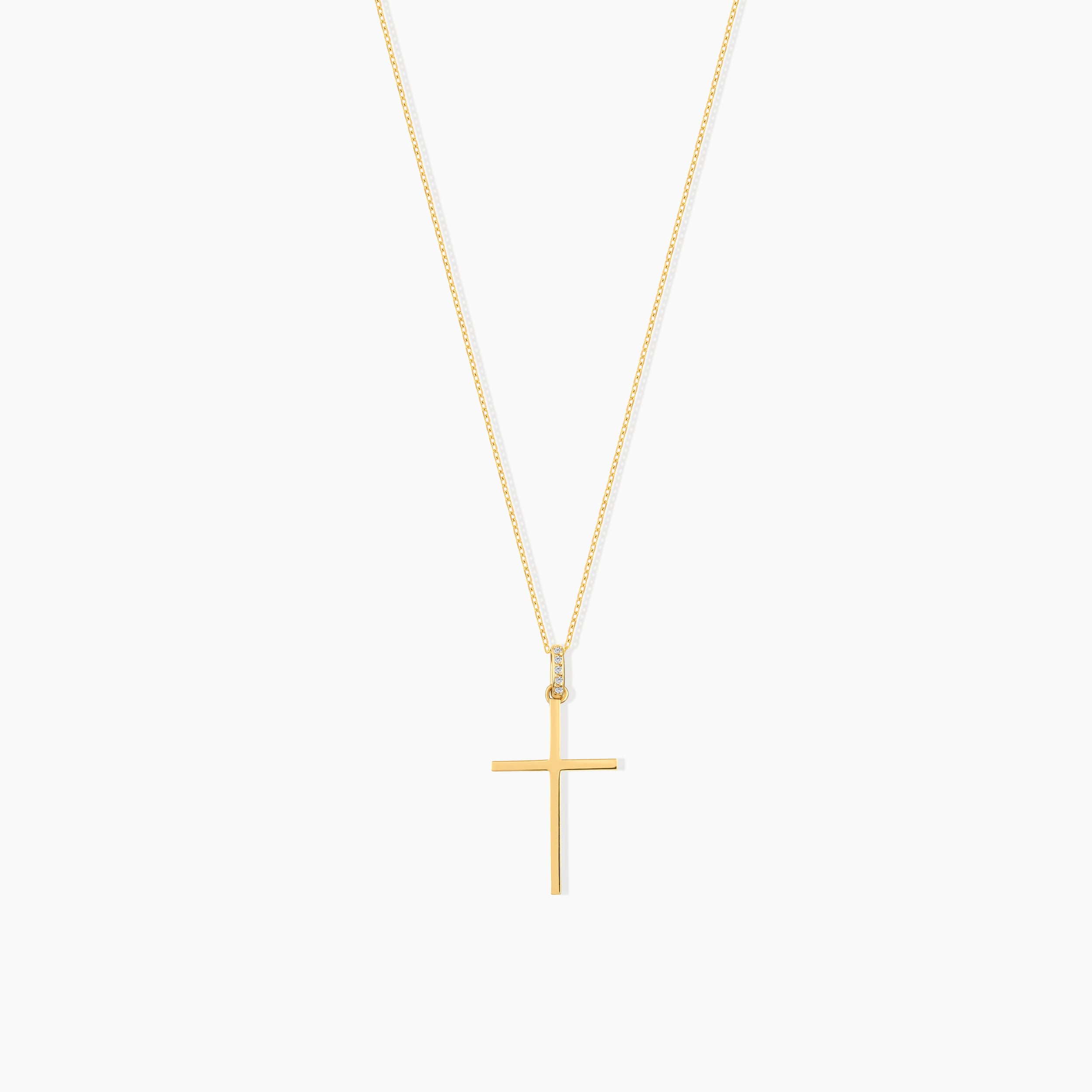 Dainty Diamond Bail Slim Cross Necklace