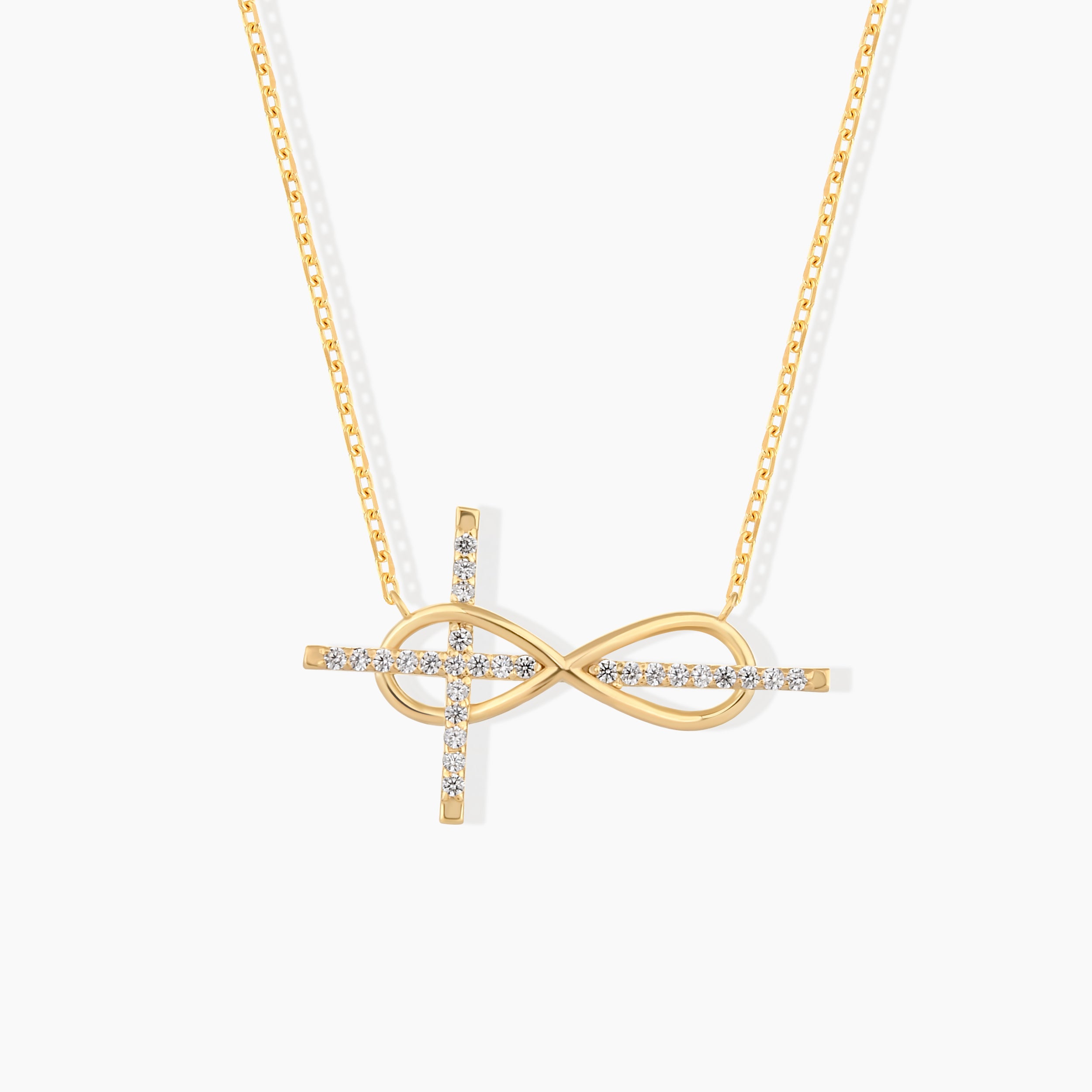 Dainty Diamond Infinity Cross Necklace