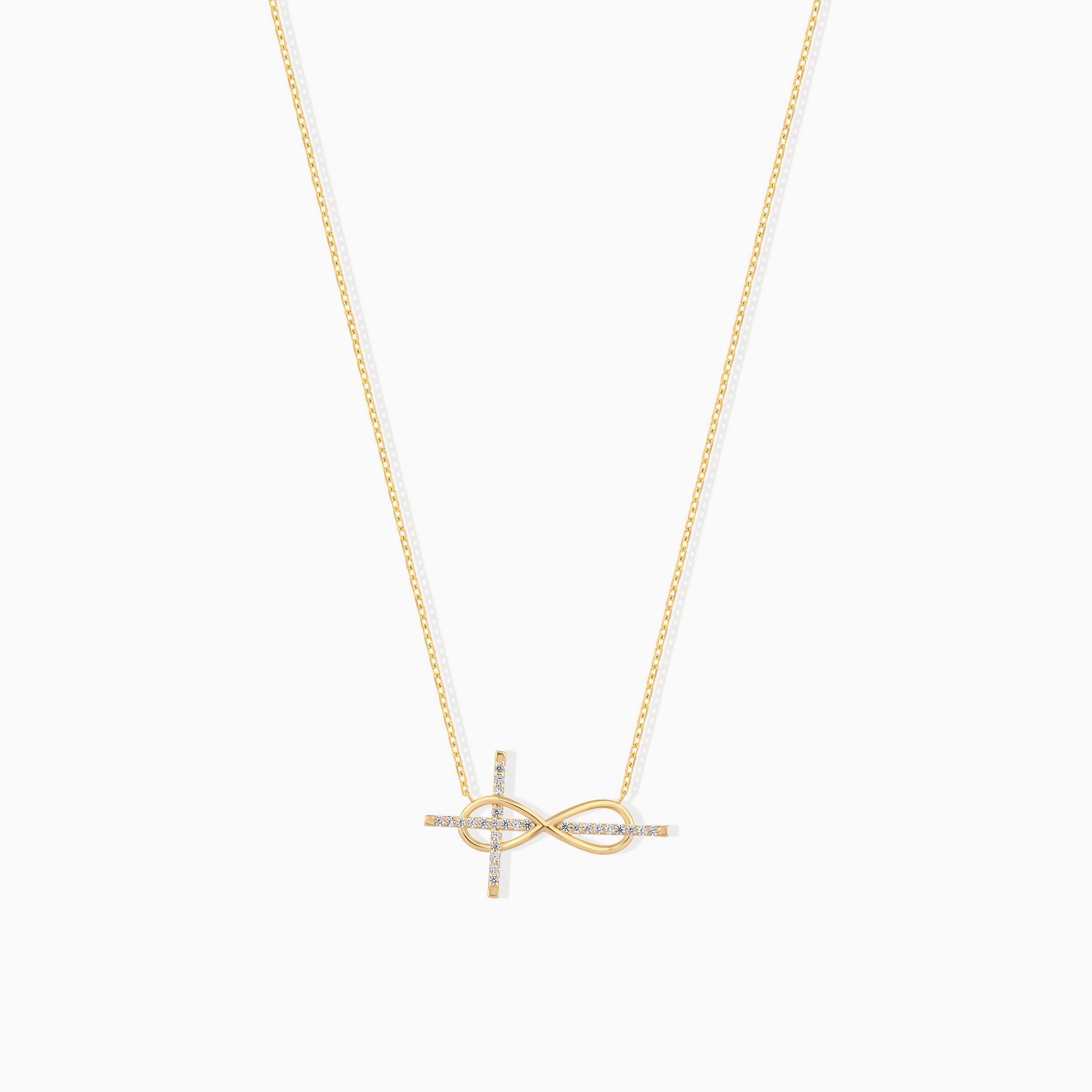 Dainty Diamond Infinity Cross Necklace