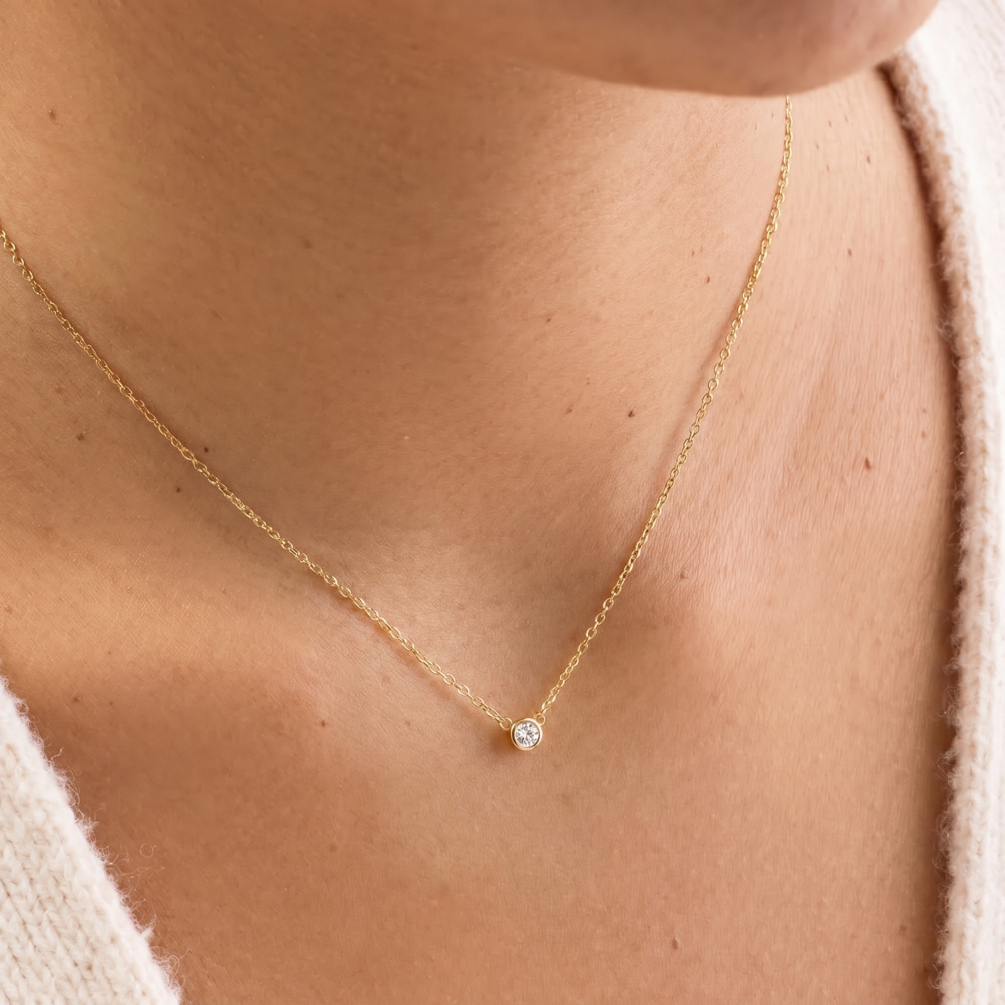 Dainty Diamond Solitaire Necklace