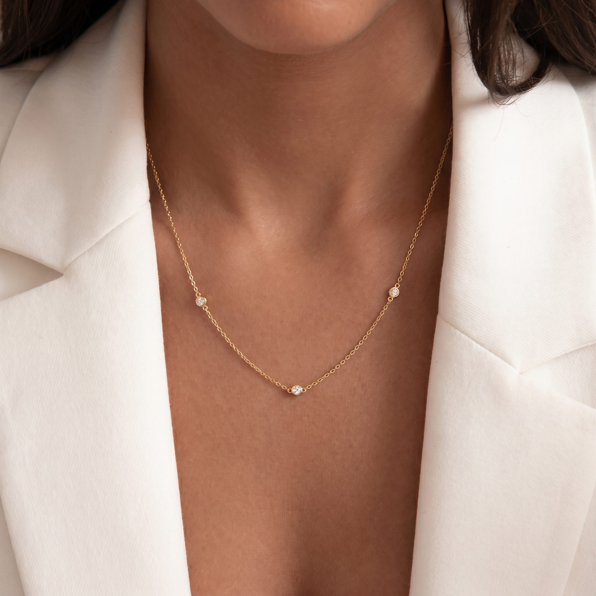 Dainty Diamond Station Necklace