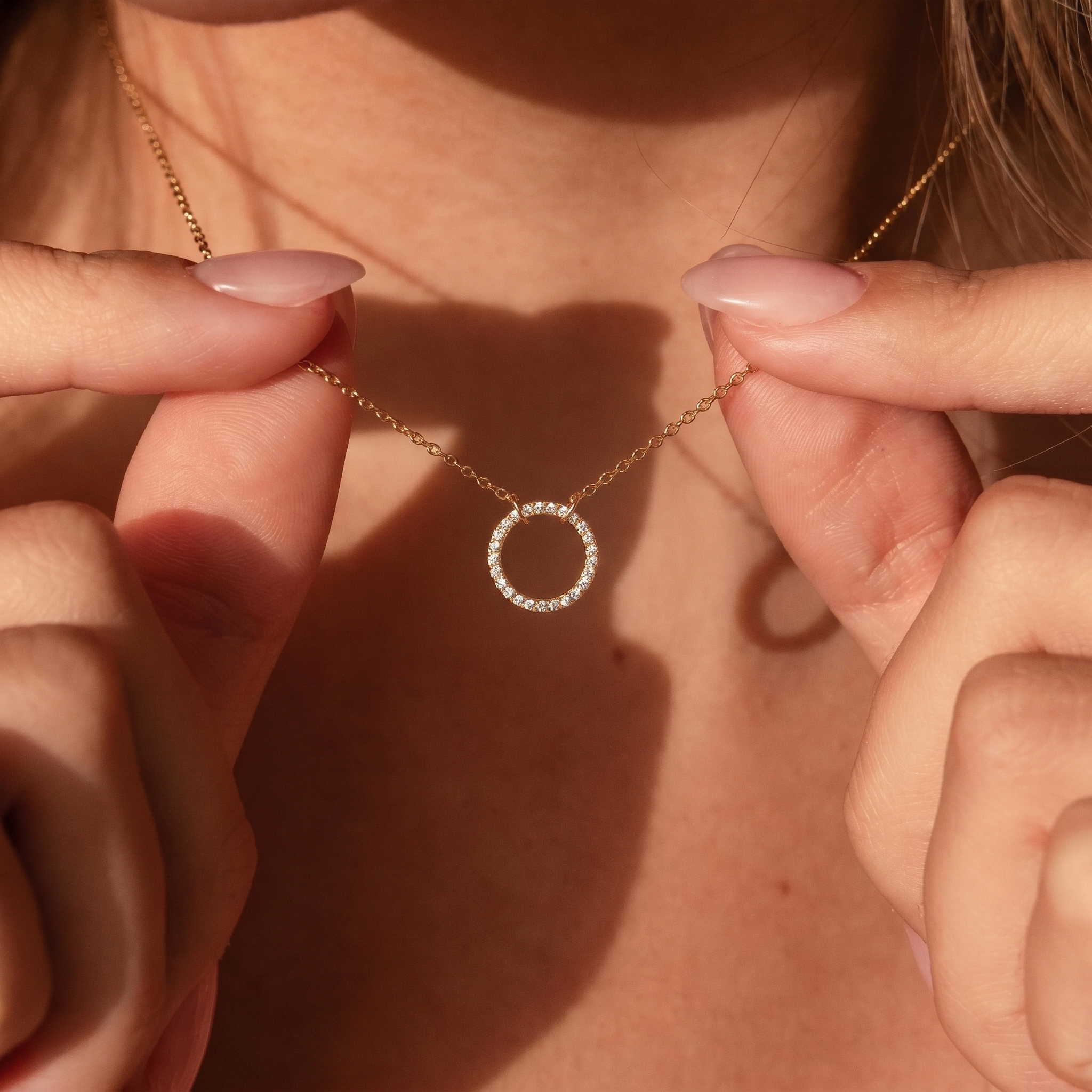 Diamond Open Circle Necklace
