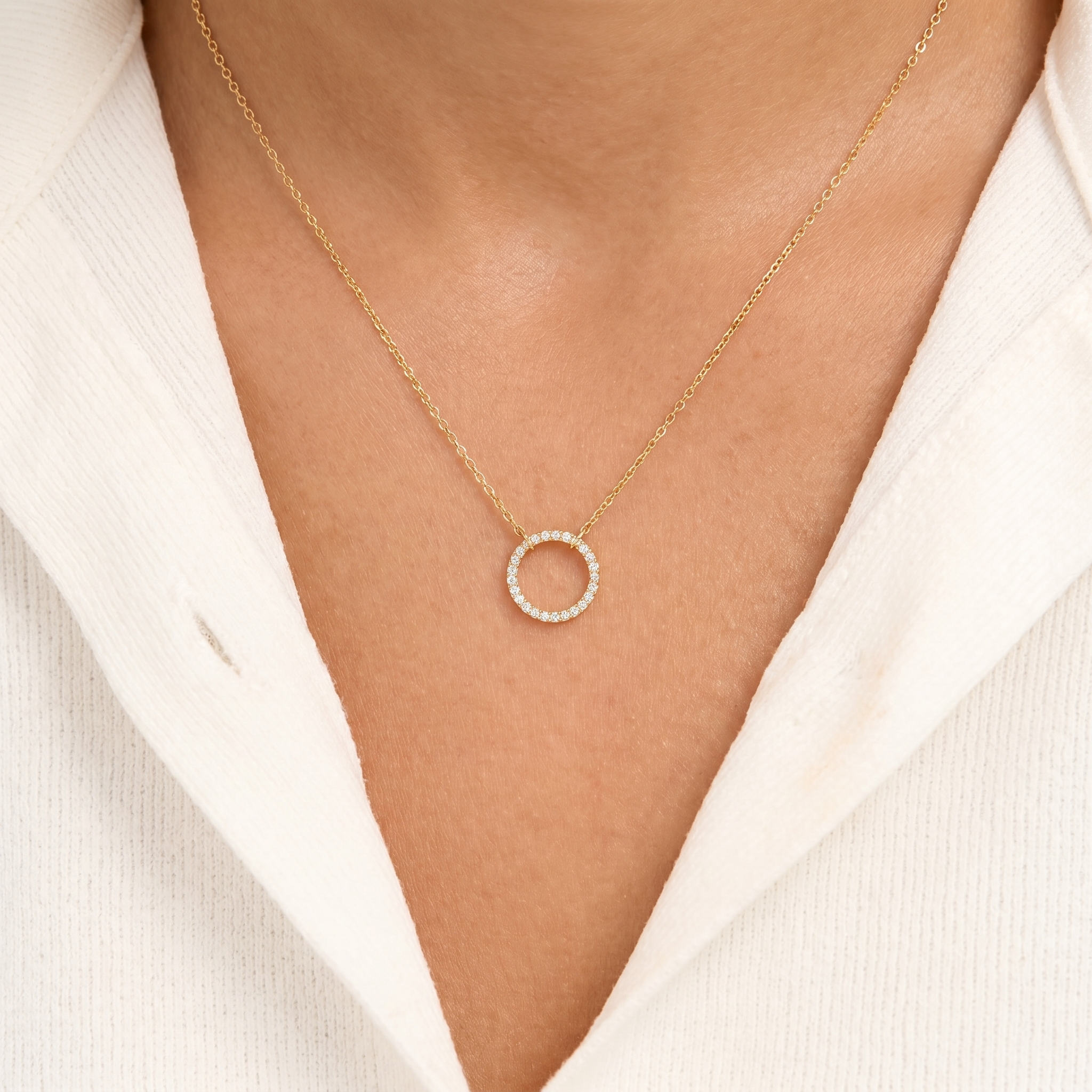 Diamond Open Circle Necklace