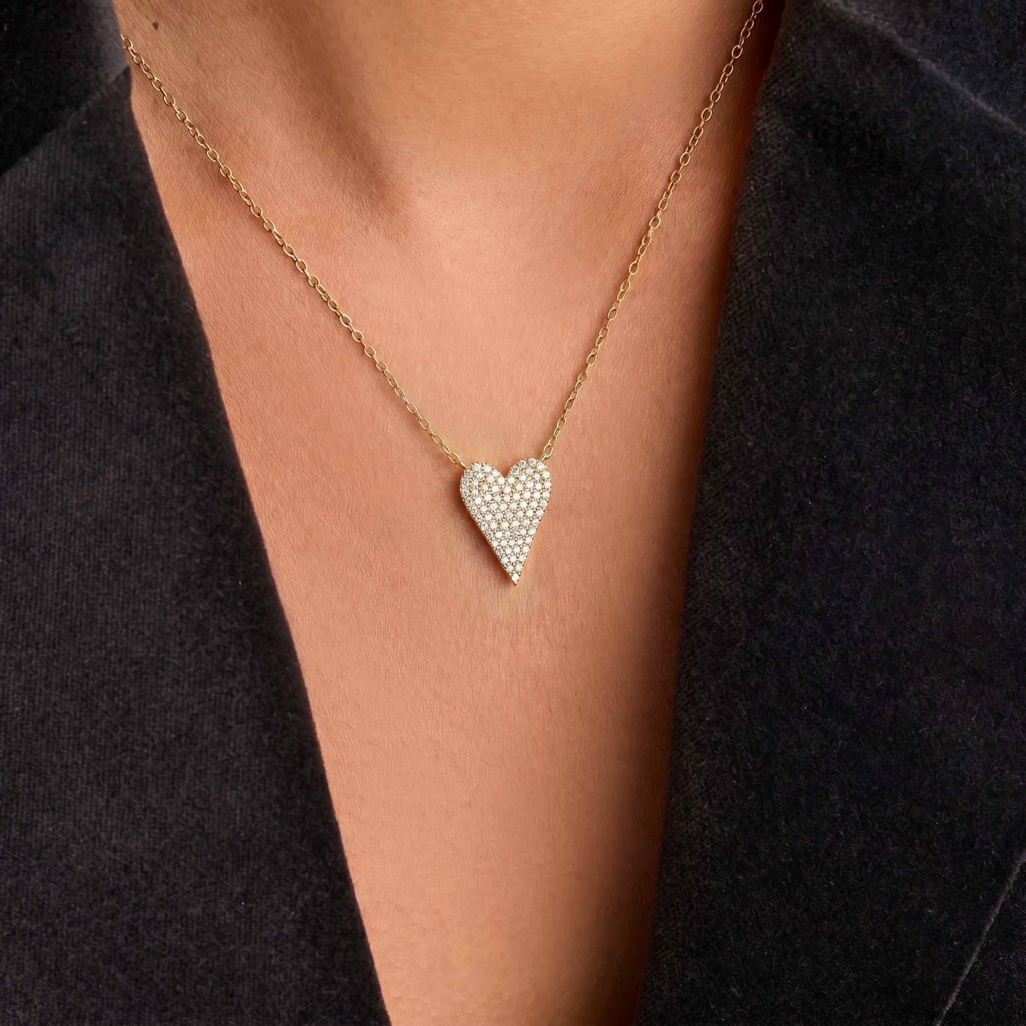 0.20 ct. Diamond Pave Elongated Heart Necklace