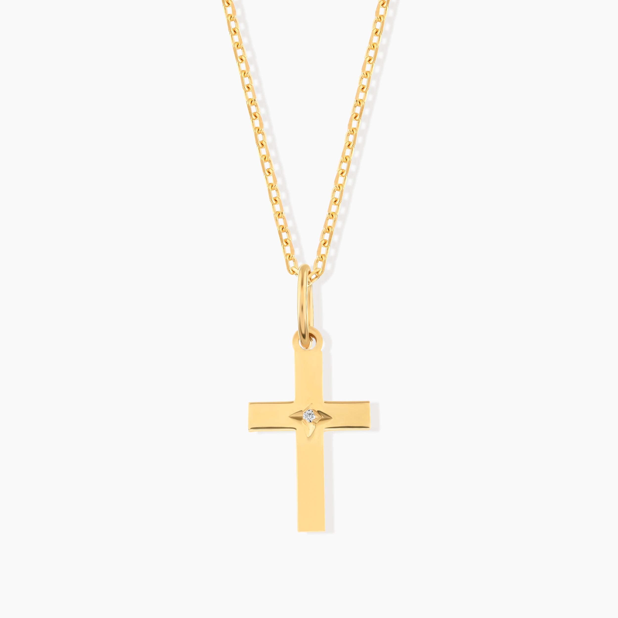Diamond Star Set Cross Necklace