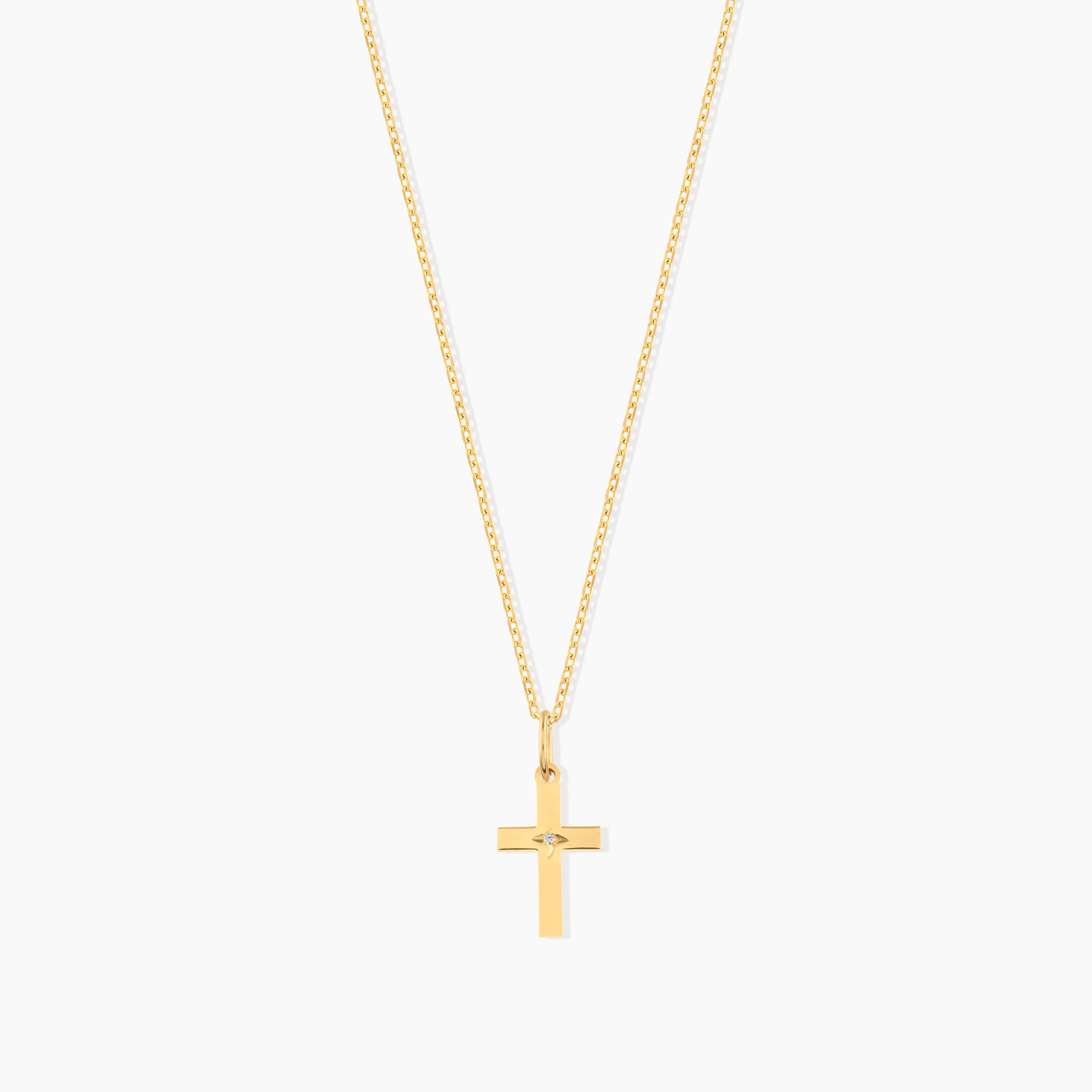 Diamond Star Set Cross Necklace