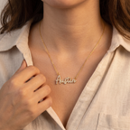 Diamond Script Name Necklace