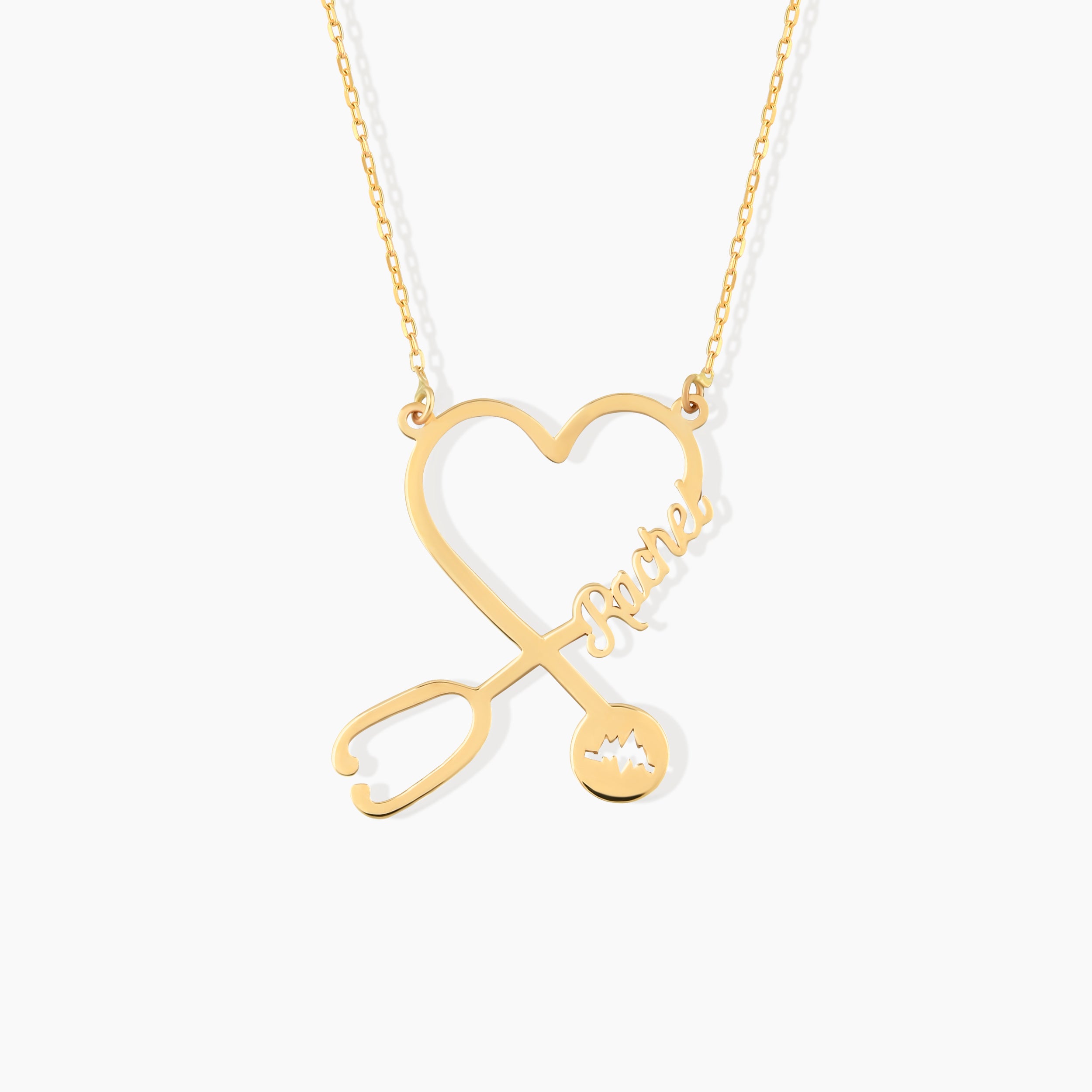 Personalized Stethoscope Heart Name Necklace
