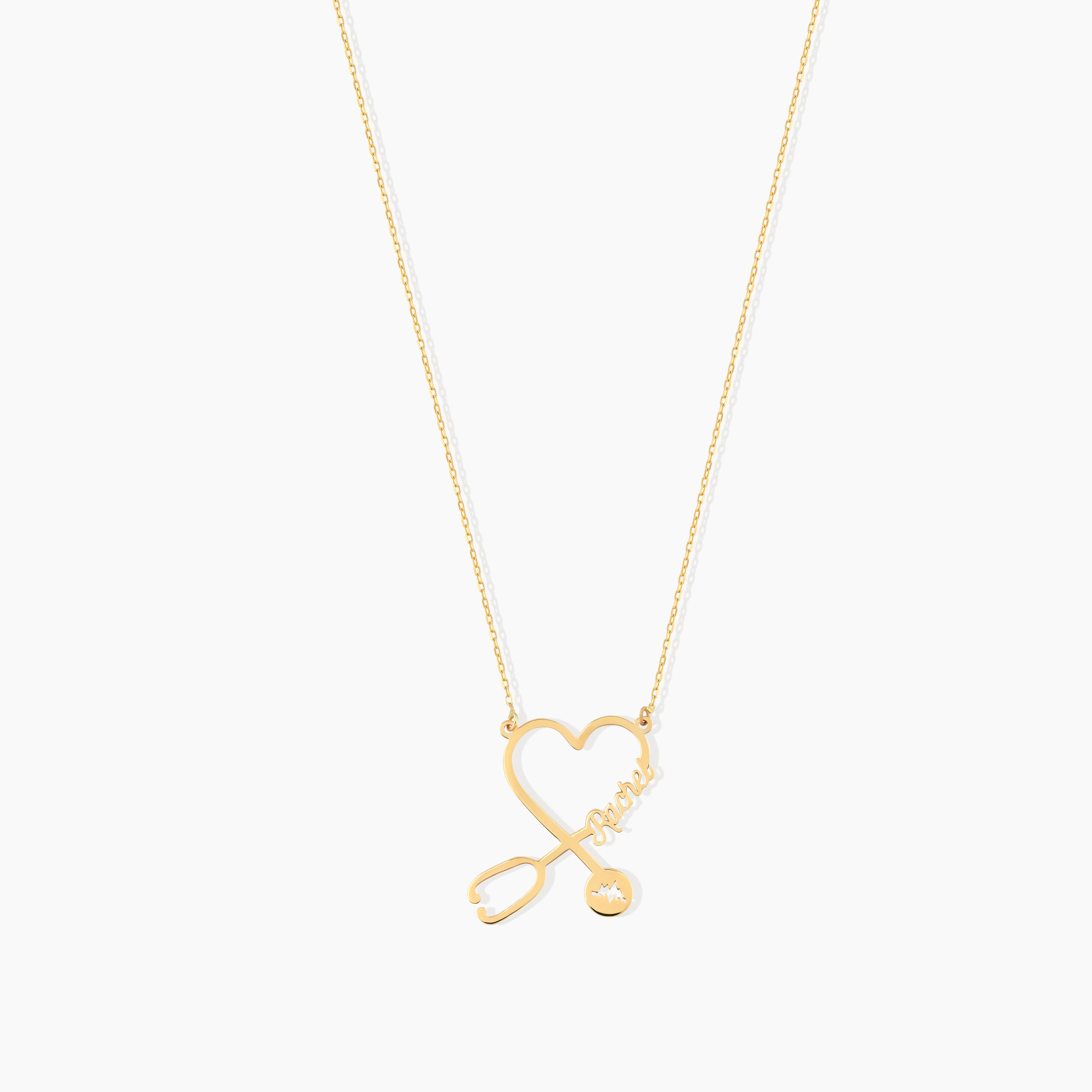Personalized Stethoscope Heart Name Necklace