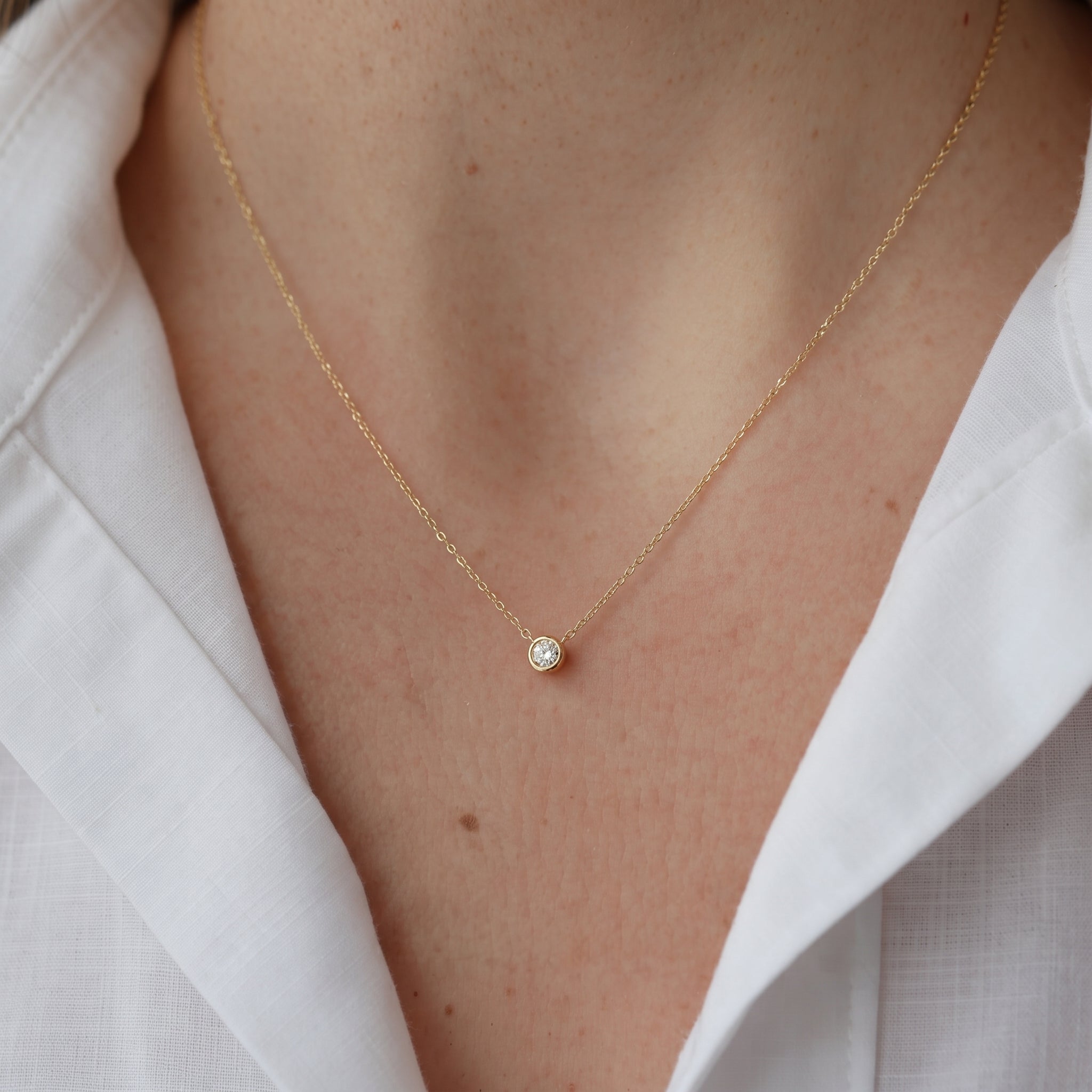 Diamond Bezel Solitaire Necklace