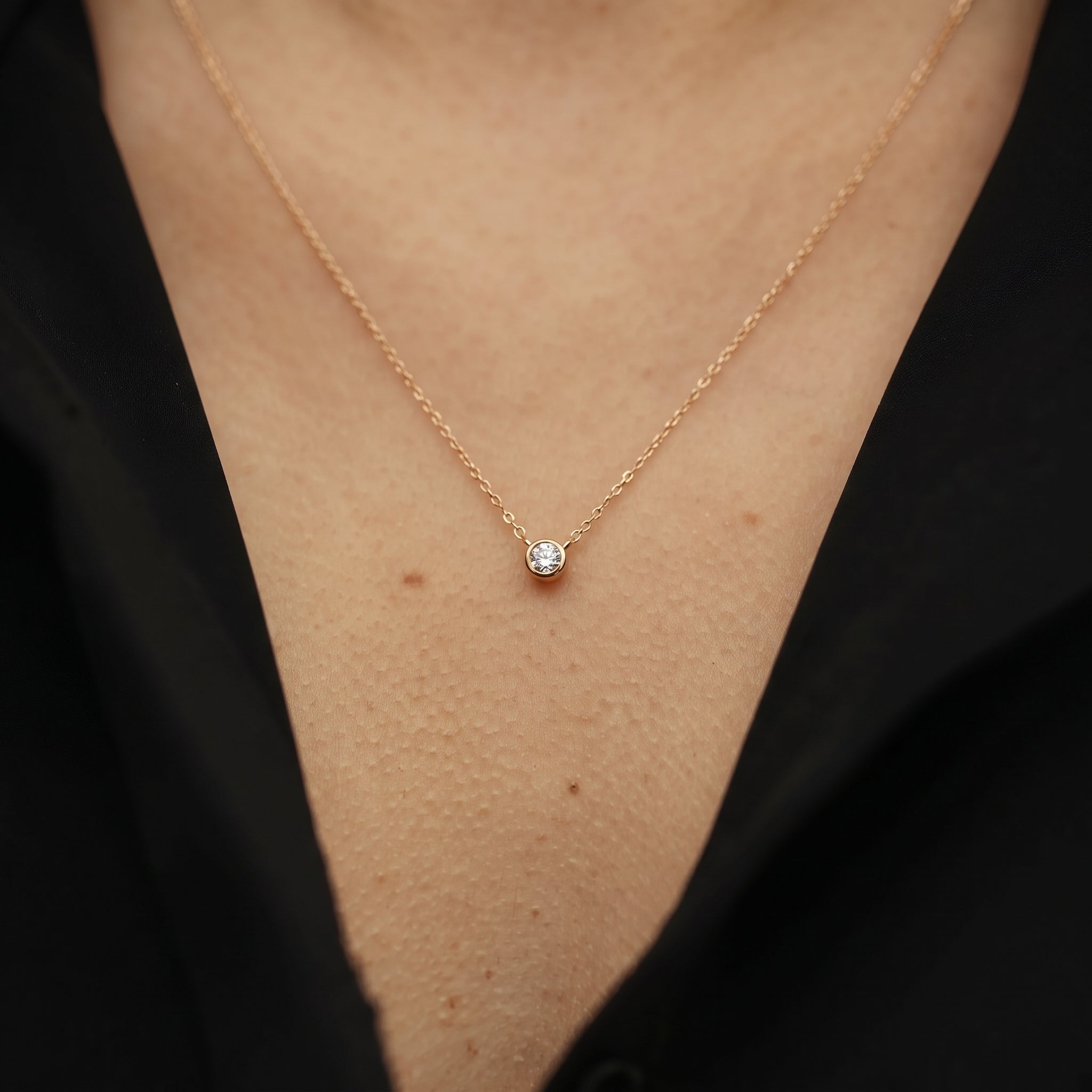Diamond Bezel Solitaire Necklace