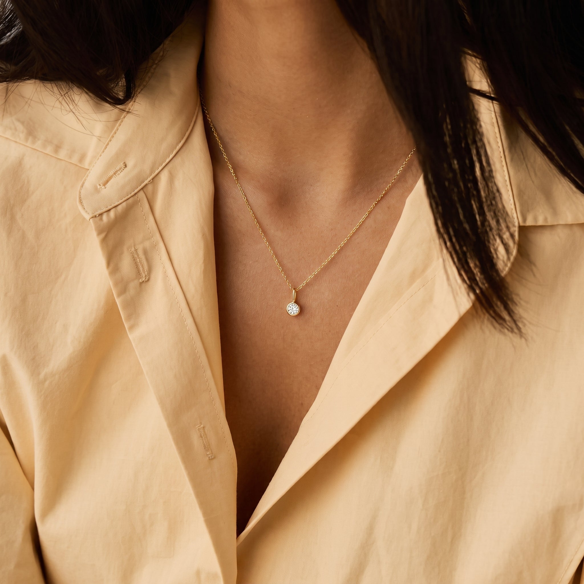 Bezel Diamond Pendant Necklace