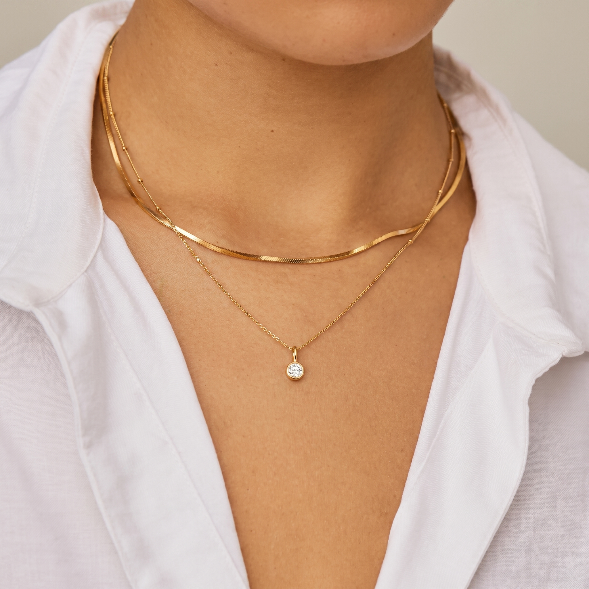Bezel Diamond Pendant Necklace