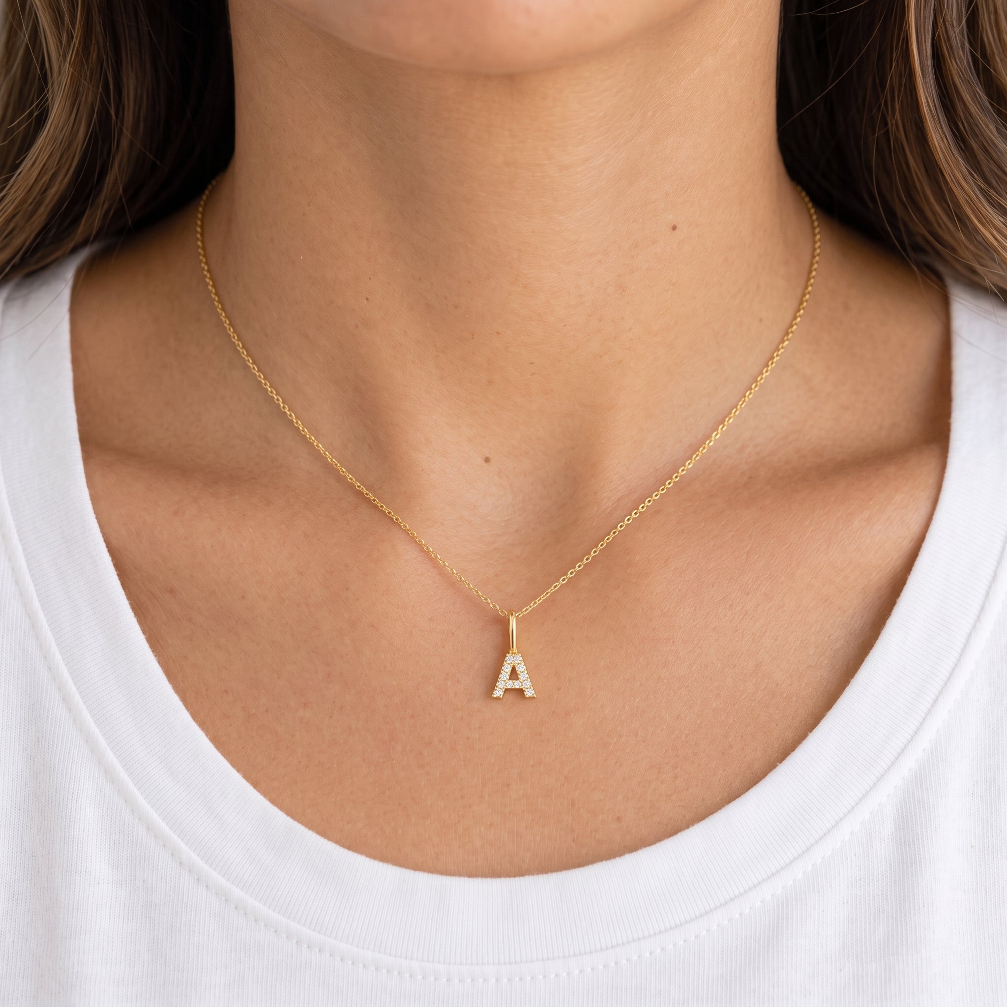 Diamond Initial Letter Necklace