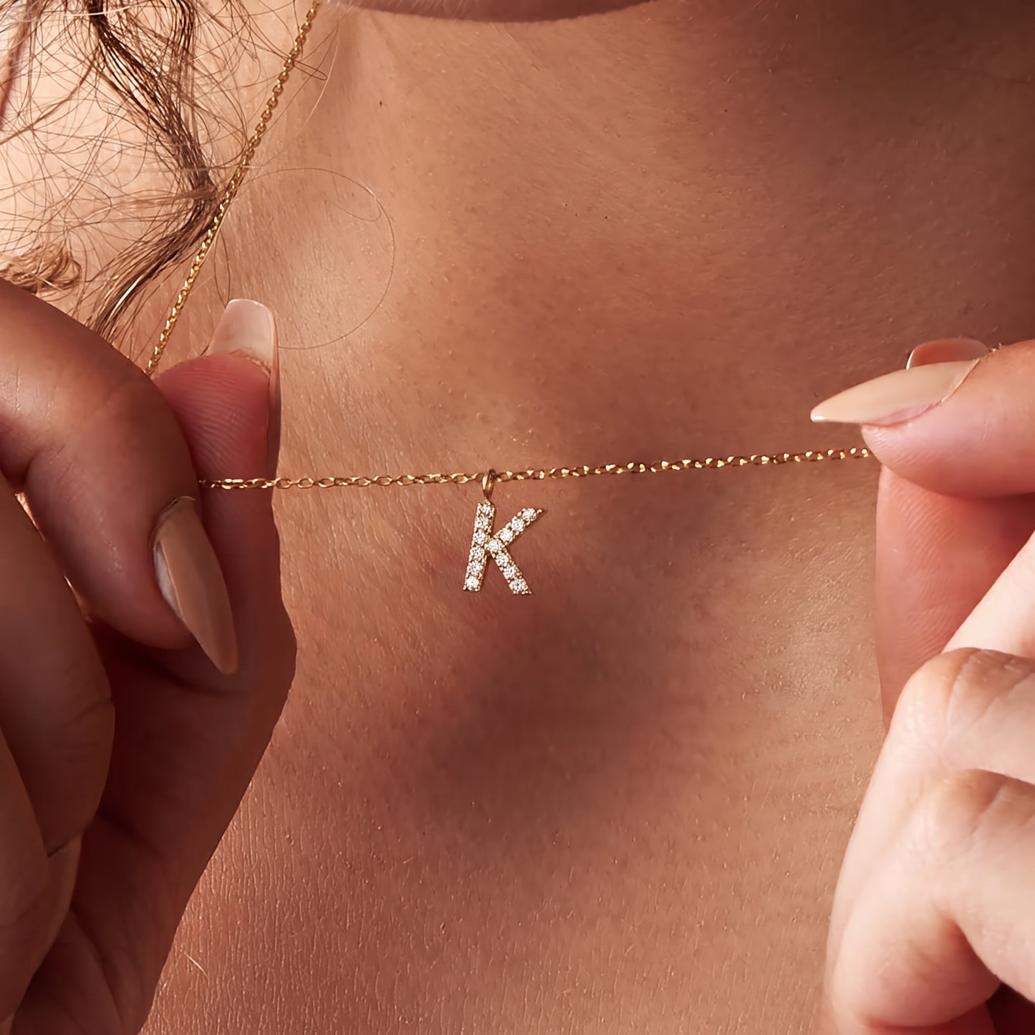 Diamond Initial Letter Necklace