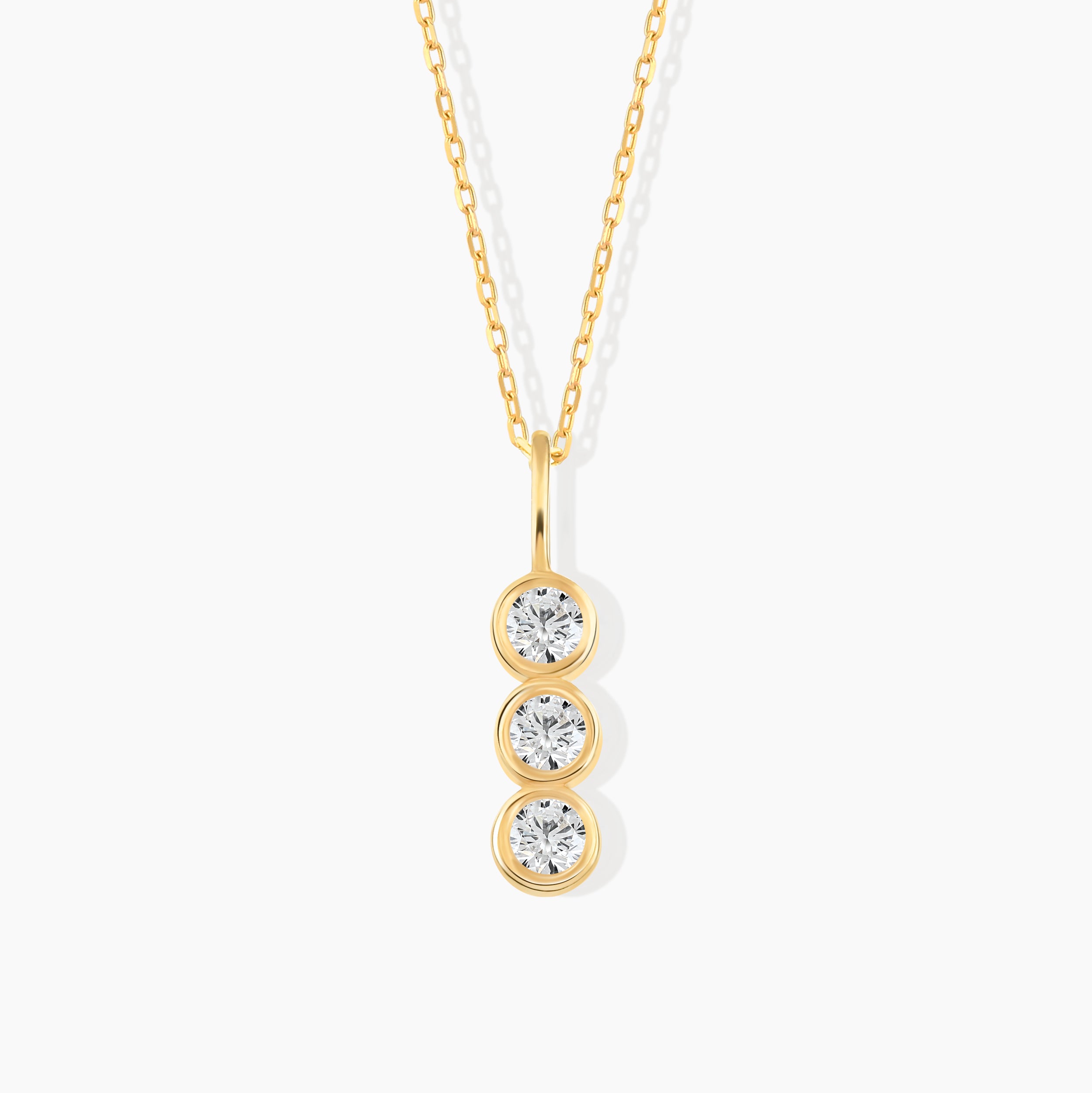 Diamond Three Stone Bezel Necklace