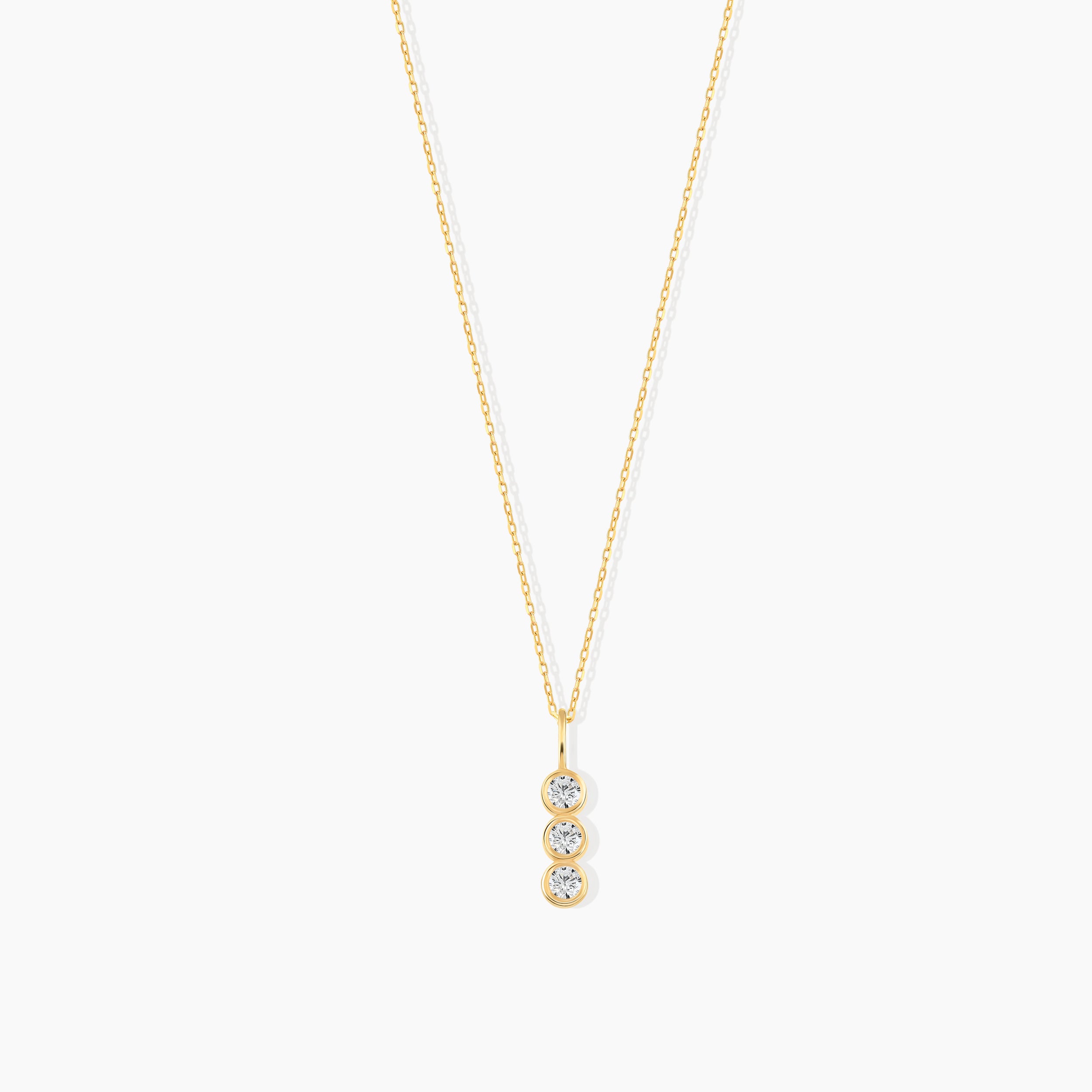 Diamond Three Stone Bezel Necklace