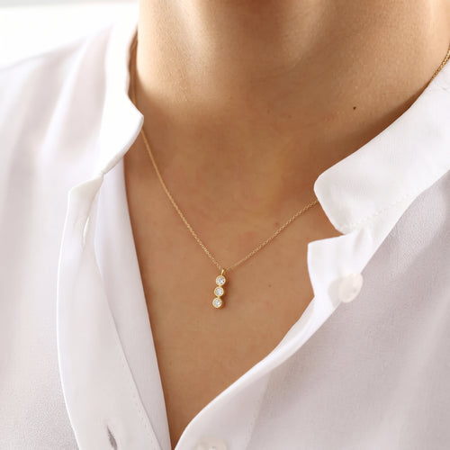 Diamond Three Stone Bezel Necklace