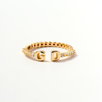 Custom Two Initial Eternity Ring in 14K Gold