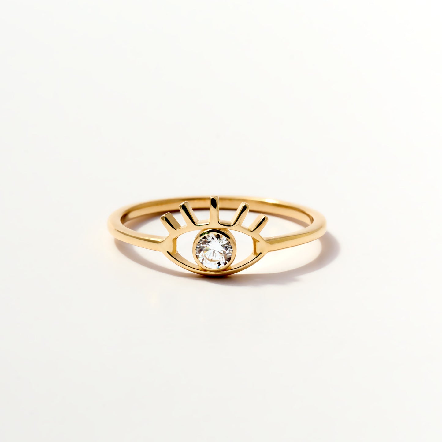 Evil Eye Lashes Ring in 14K Solid Gold